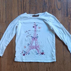 Paris Eiffel Tower T-Shirt Blouse, Long Sleeves (Take Me to Paris) Girls 10